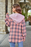 Plaid Long Sleeve Hooded Jacket - Trendsi