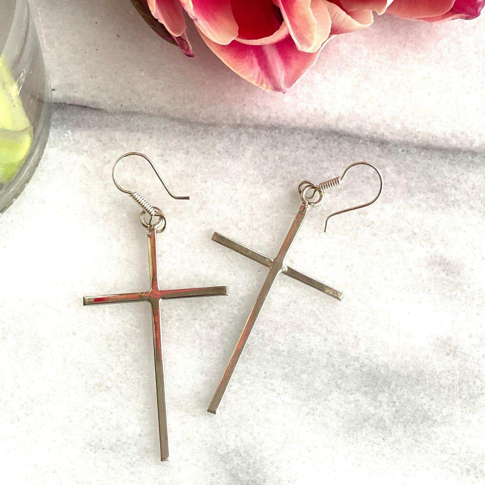Sterling Silver Cross Drop Earrings - Artisana - Flyclothing LLC