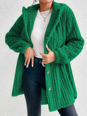 Button Down Hooded Coat - Trendsi