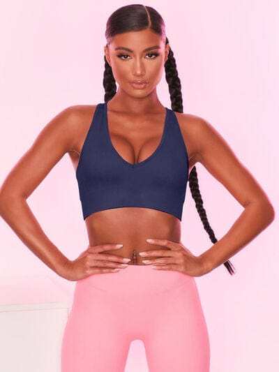 Scoop Neck Wide Strap Active Bra - Trendsi - Flyclothing LLC