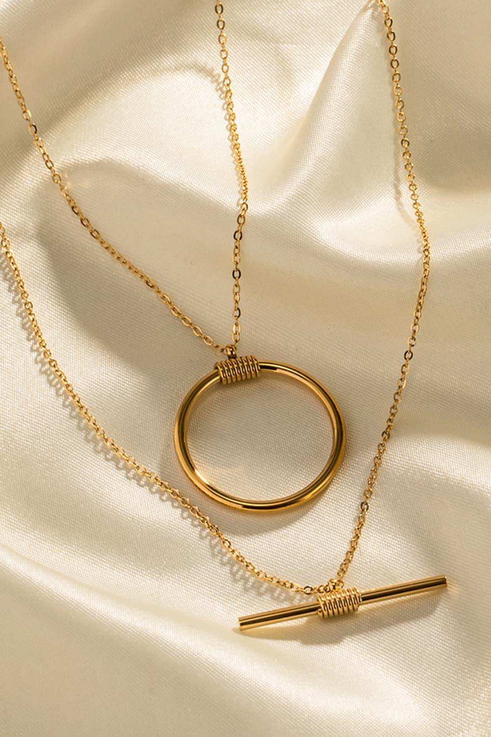 Double-Layered Stainless Steel Necklace - Trendsi - Flyclothing LLC