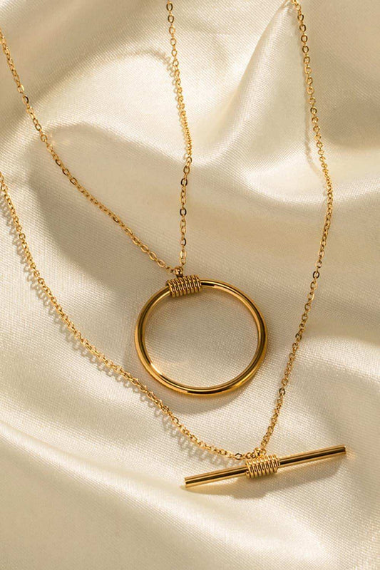 Double-Layered Stainless Steel Necklace - Trendsi - Flyclothing LLC