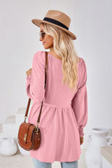 V-Neck Lantern Sleeve Blouse - Trendsi - Flyclothing LLC