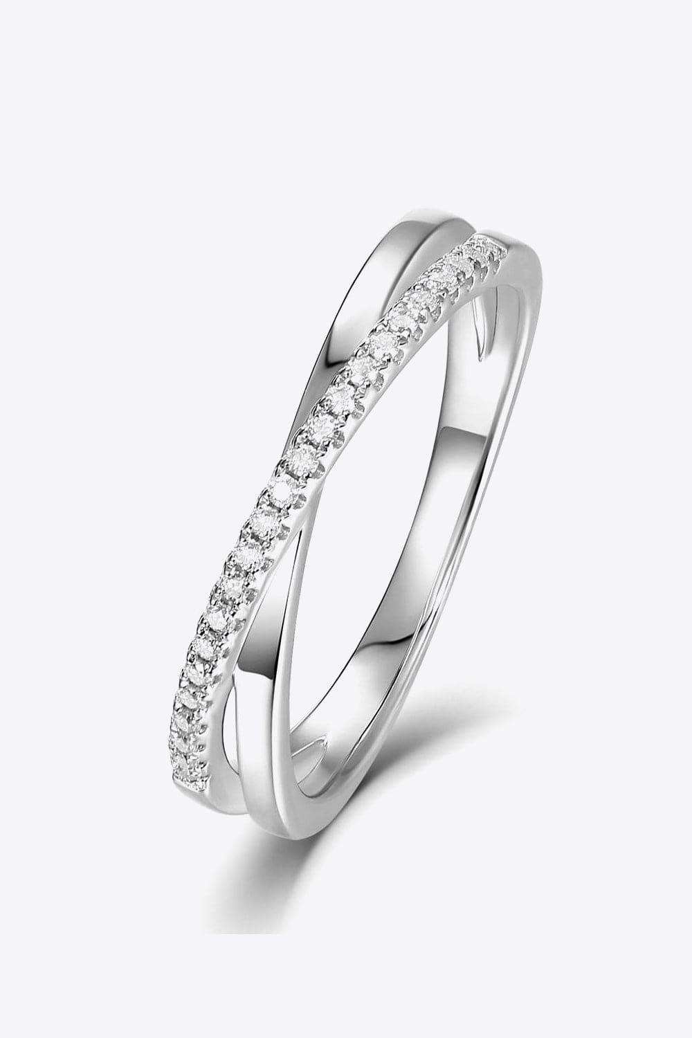 Moissanite Crisscross 925 Sterling Silver Ring - Trendsi - Flyclothing LLC