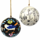 Handpainted Elephant & Bird Ornaments, Set of 2 - Asha Handicrafts