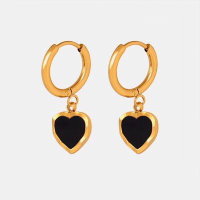 18K Gold-Plated Heart Drop Earrings - Trendsi