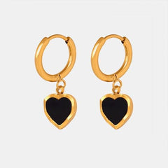 18K Gold-Plated Heart Drop Earrings - Trendsi