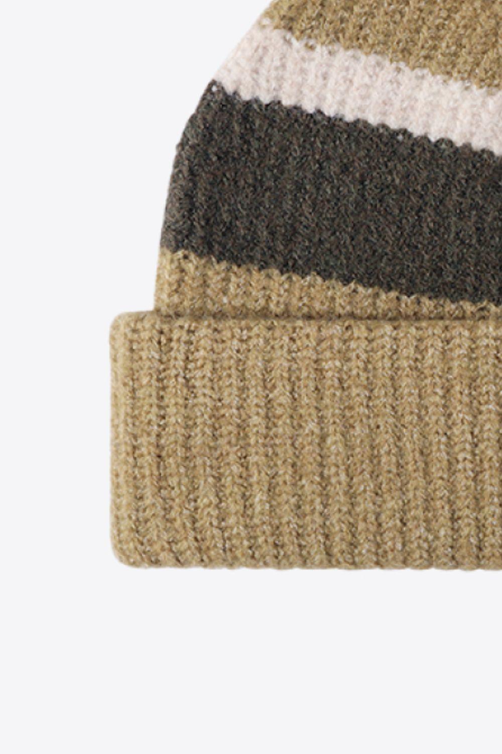 Tricolor Cuffed Knit Beanie - Flyclothing LLC
