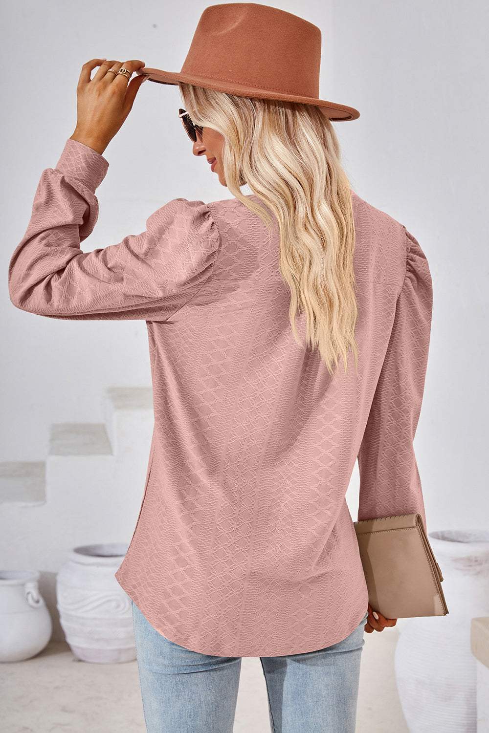 Notched Long Sleeve T-Shirt - Trendsi - Flyclothing LLC