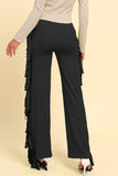Fringe Trim Wide Leg Pants - Trendsi