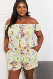 Sew In Love Full Size Pure Delight Floral Off-Shoulder Romper - Trendsi - Flyclothing LLC