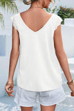 Lace Detail Eyelash Trim V-Neck Tank - Trendsi - Flyclothing LLC