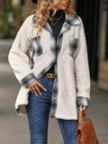 Plaid Contrast Dropped Shoulder Coat - Trendsi - Flyclothing LLC