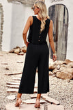 Buttoned Round Neck Tank and Wide Leg Pants Set - Trendsi