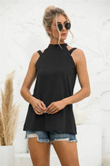 Cutout Mock Neck Tank - Trendsi - Flyclothing LLC