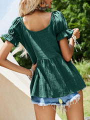 Scoop Neck Flounce Sleeve Blouse - Trendsi