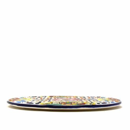 Handmade Pottery 8" Trivet or Wall Hanging, Dots & Flowers - Encantada - Encantada