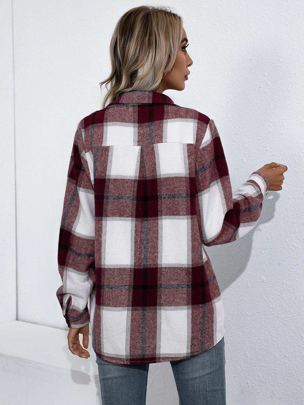 Plaid Button Up Flannel Shirt - Trendsi - Flyclothing LLC