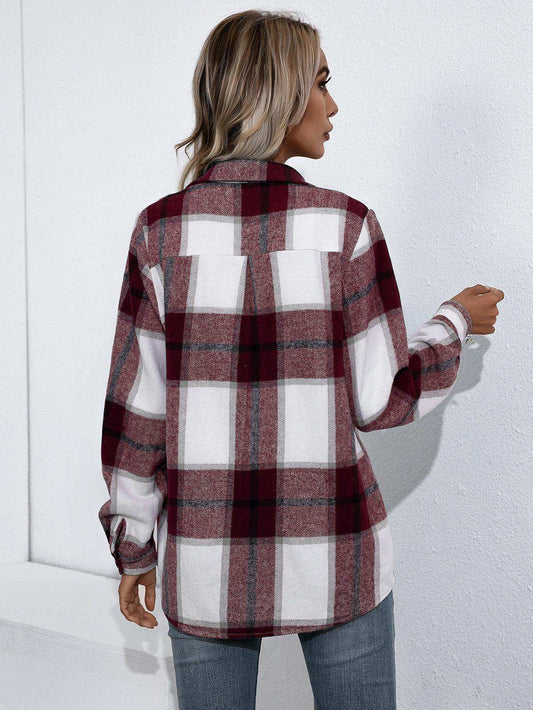 Plaid Button Up Flannel Shirt - Trendsi - Flyclothing LLC