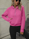 Zip-Up Raglan Sleeve Hoodie with Pocket - Trendsi