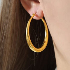 18K Gold-Plated Hoop Earrings - Trendsi