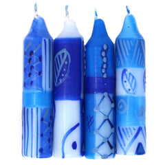 Hand-Painted 4" Dinner or Shabbat Candles, Set of 4  (Feruzi Design) - Nobunto