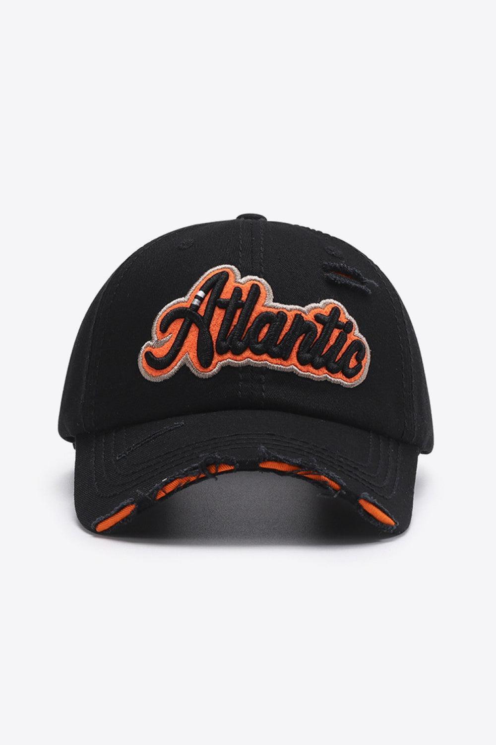 ATLANTIC Graphic Distressed Baseball Cap - Trendsi