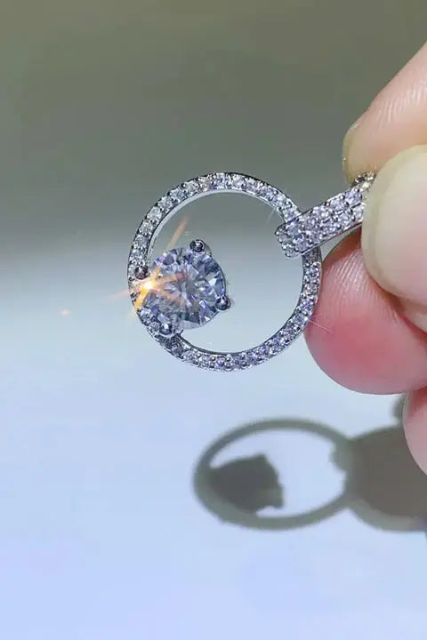 1 Carat Moissanite 925 Sterling Silver Necklace - Trendsi - Flyclothing LLC