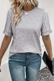 Round Neck Short Sleeve T-Shirt - Trendsi - Flyclothing LLC