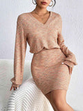 Lace Detail V-Neck Mini Dress - Trendsi