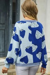 Printed V-Neck Button-Down Long Sleeve Cardigan - Trendsi - Flyclothing LLC