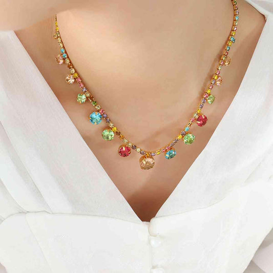 Crystal Copper Chain Necklace - Trendsi