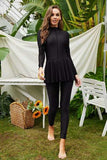 Mock Neck Long Sleeve One-Piece Swimwear - Trendsi - Flyclothing LLC