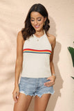 Rainbow Stripe Halter Neck Knit Tank - Trendsi