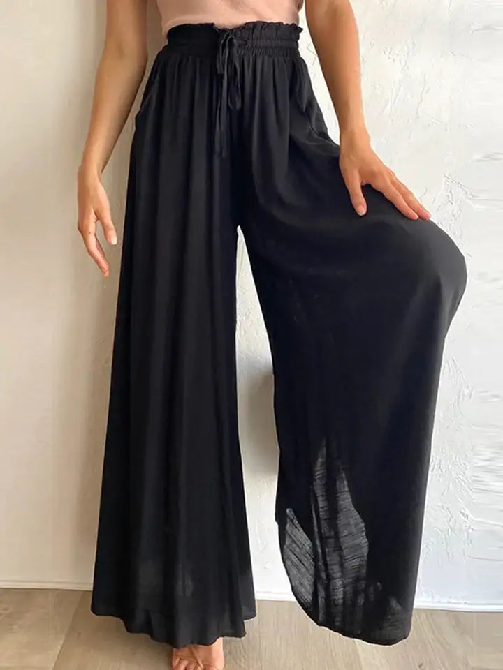 Drawstring Waist Wide Leg Pants - Trendsi - Flyclothing LLC