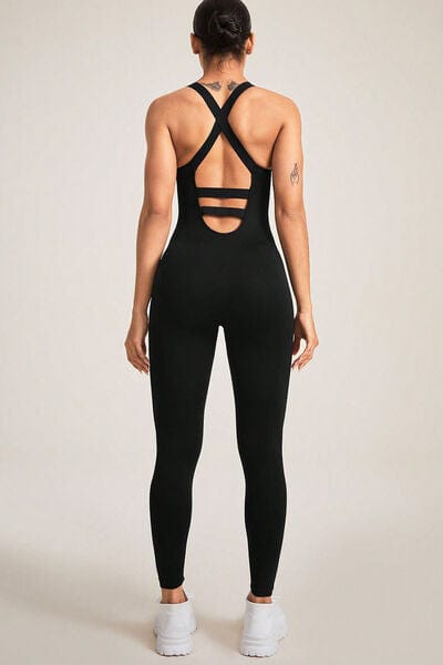 Crisscross Wide Strap Jumpsuit - Trendsi