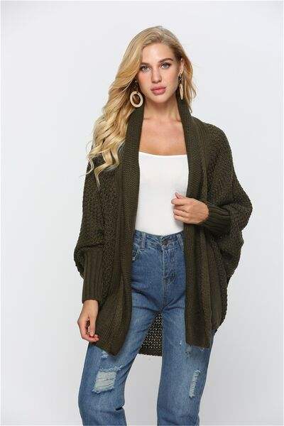 Open Front Batwing Sleeve Cardigan - Trendsi - Flyclothing LLC