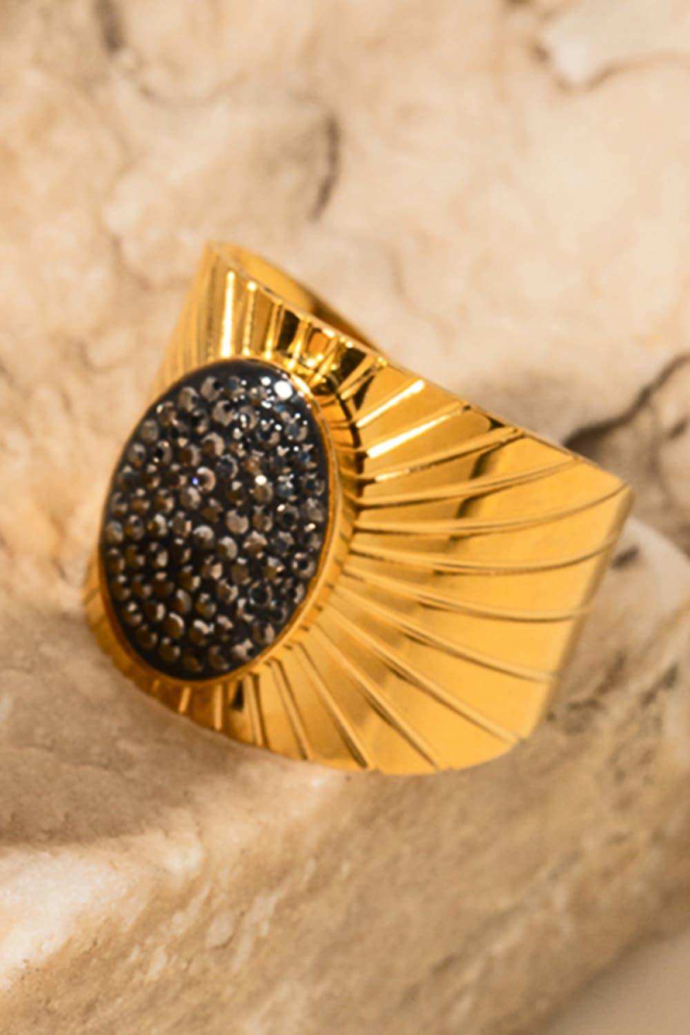 Wide Band Stainless Steel Open Ring - Trendsi - Flyclothing LLC