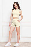 Round Neck Tank and Drawstring Shorts Set - Trendsi - Flyclothing LLC