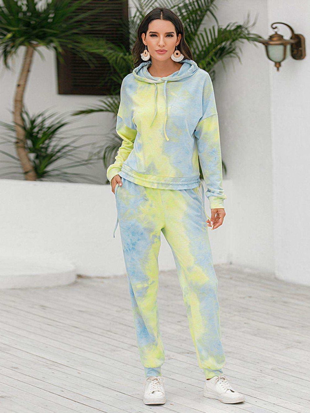 Tie-Dye Hoodie and Pants Set - Trendsi - Flyclothing LLC