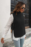 Ribbed Mock Neck Sleeveless Sweater Vest - Trendsi - Flyclothing LLC