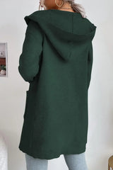 Ribbed Open Front Hooded Cardigan with Pockets - Trendsi - Flyclothing LLC