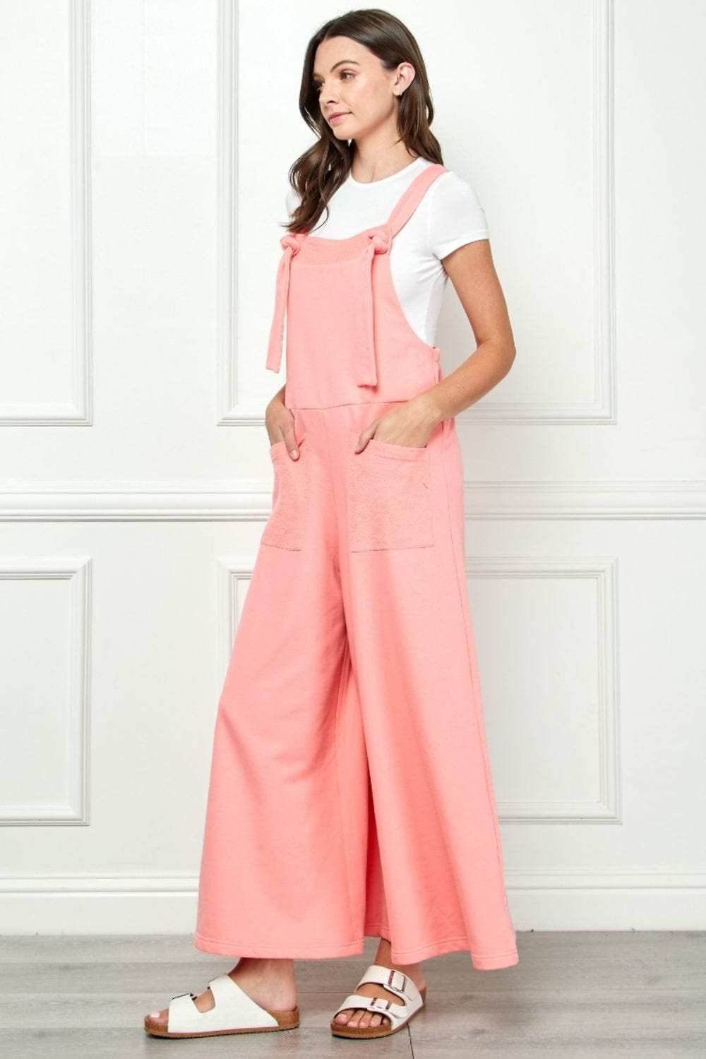 Veveret Wide Strap French Terry Overalls - Trendsi - Flyclothing LLC