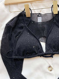 Glitter Three-Piece Swim Set - Trendsi - Flyclothing LLC