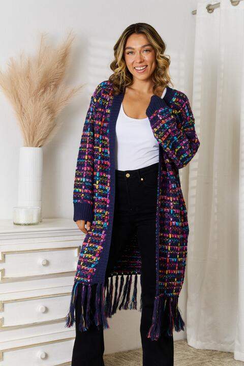Fringe Hem Open Front Cardigan - Trendsi - Flyclothing LLC