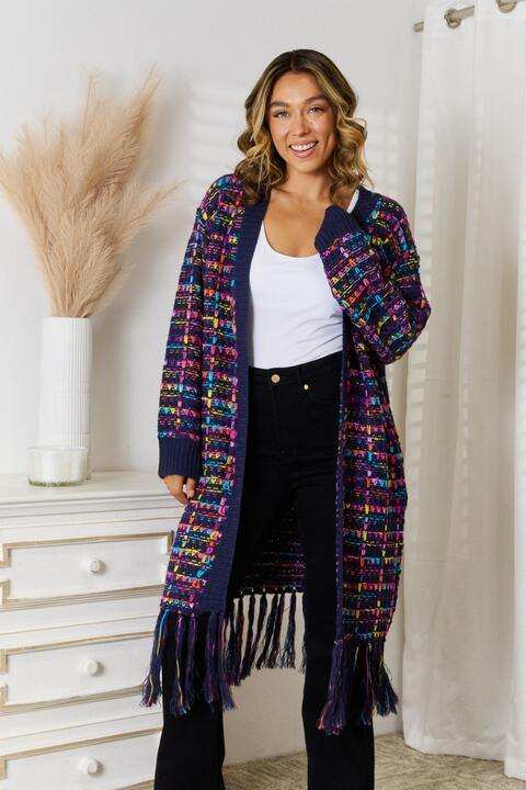 Fringe Hem Open Front Cardigan - Trendsi - Flyclothing LLC