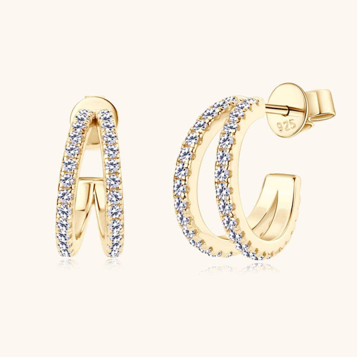 Moissanite 925 Sterling Silver C-Hoop Earrings - Flyclothing LLC