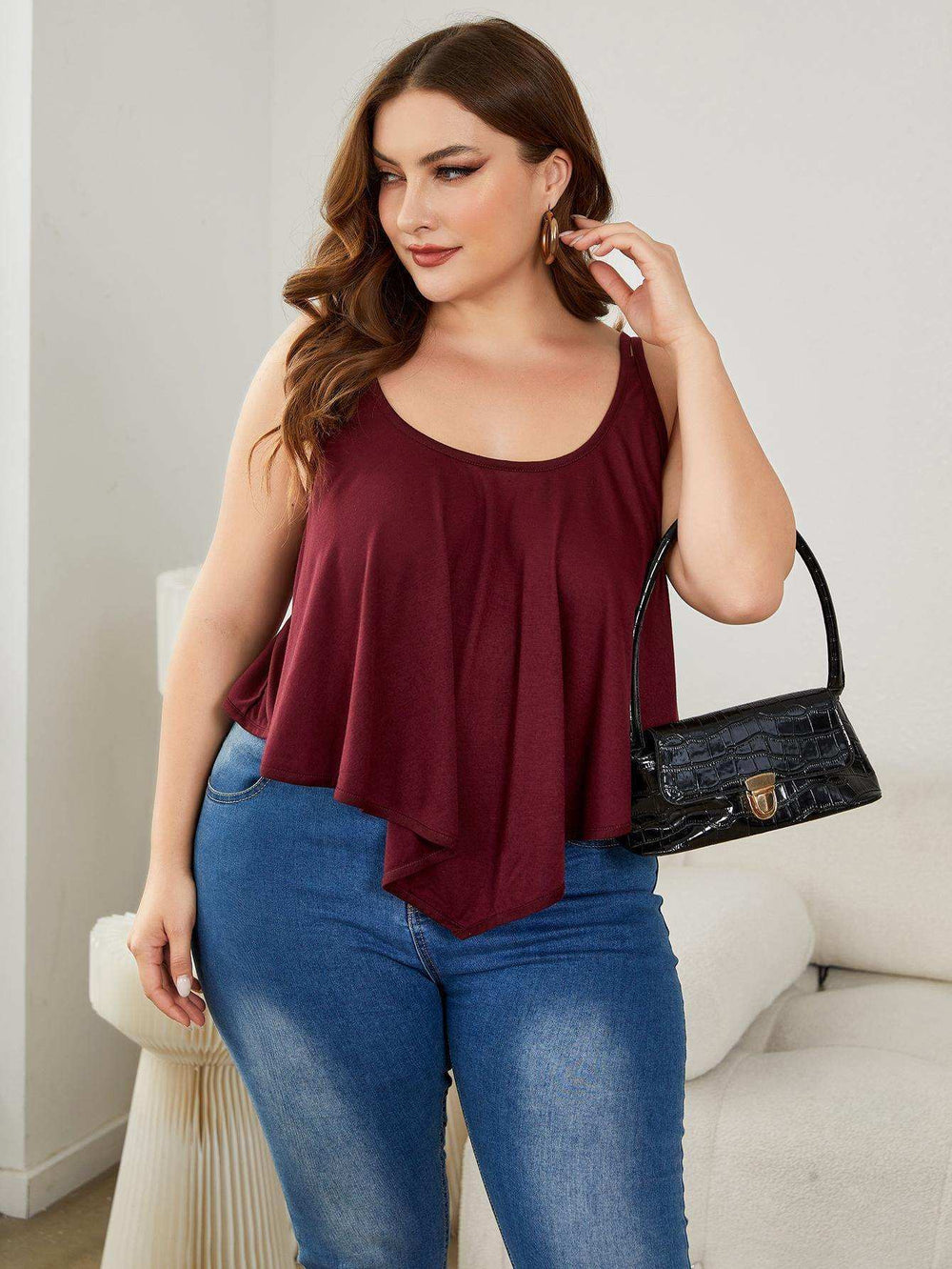 Plus Size Double-Strap Scoop Neck Cami - Trendsi - Flyclothing LLC