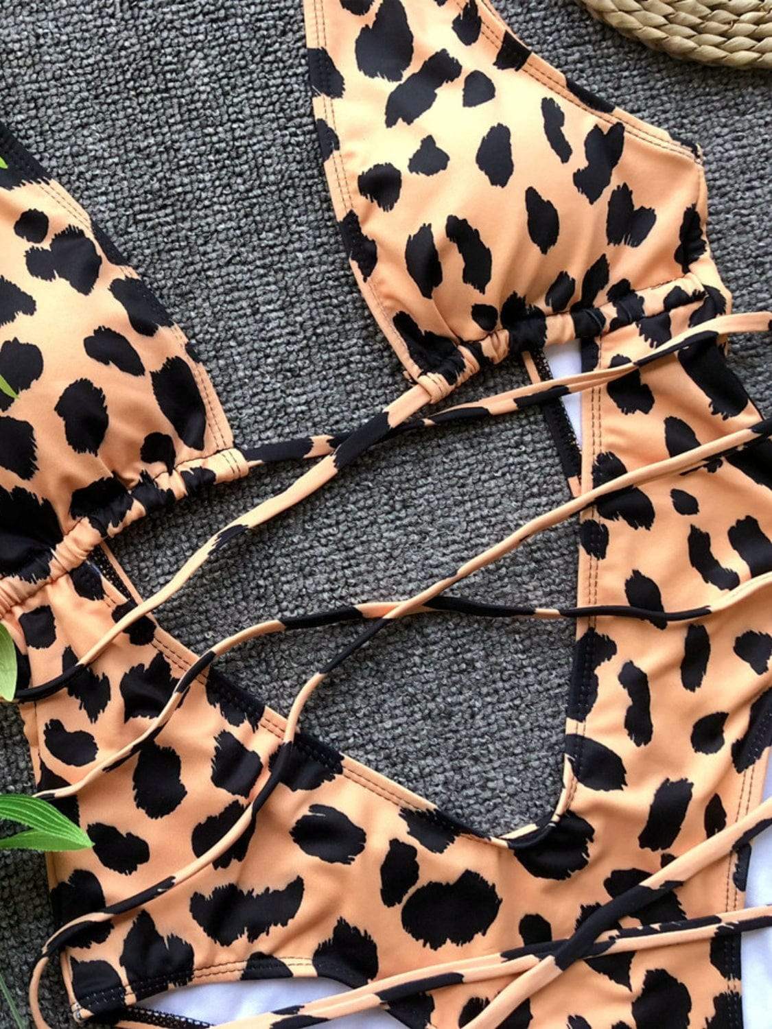 Lace-Up Backless Plunge One-Piece Swimwear - Trendsi - Flyclothing LLC