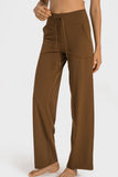 Drawstring Waist Wide Leg Sports Pants with Pockets - Trendsi